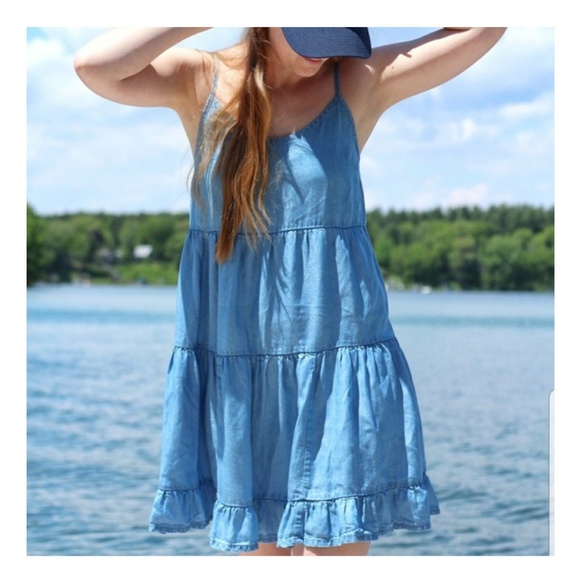 Nwot Mossimo Faux Denim Ruffle Swing 